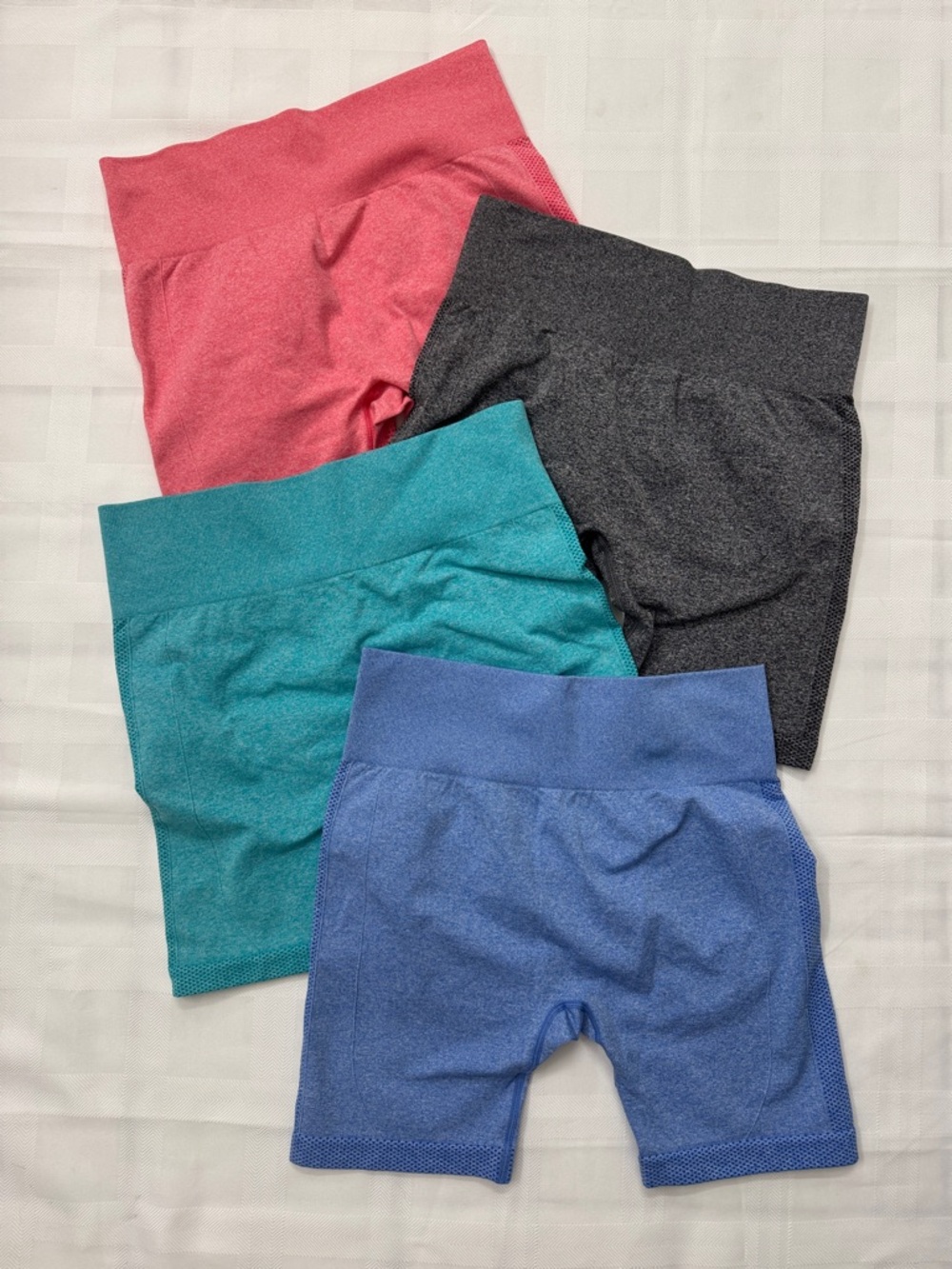 NEW 4pc Seamless Scrunch Booty Workout Shorts Coral, Teal, Blue,Charcoal
